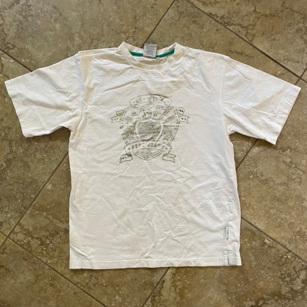 Pepe Jeans‎ London White Graphic T Shirt XL (18) Short Sleeve